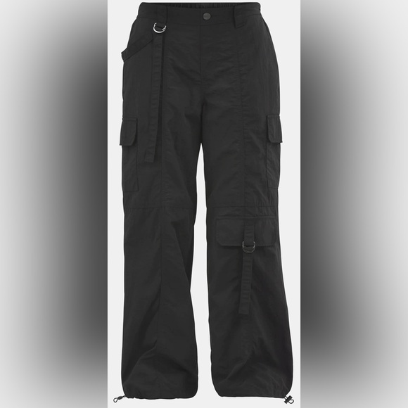 No Boundaries Black Nylon Parachute Pants w Cargo Pockets | S | NEW with Tags - Picture 1 of 11